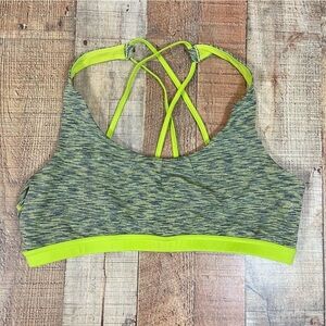 Aspire XL Open Back Strappy Neon Space Dye Sports Bra Boho Workout Gym Yoga